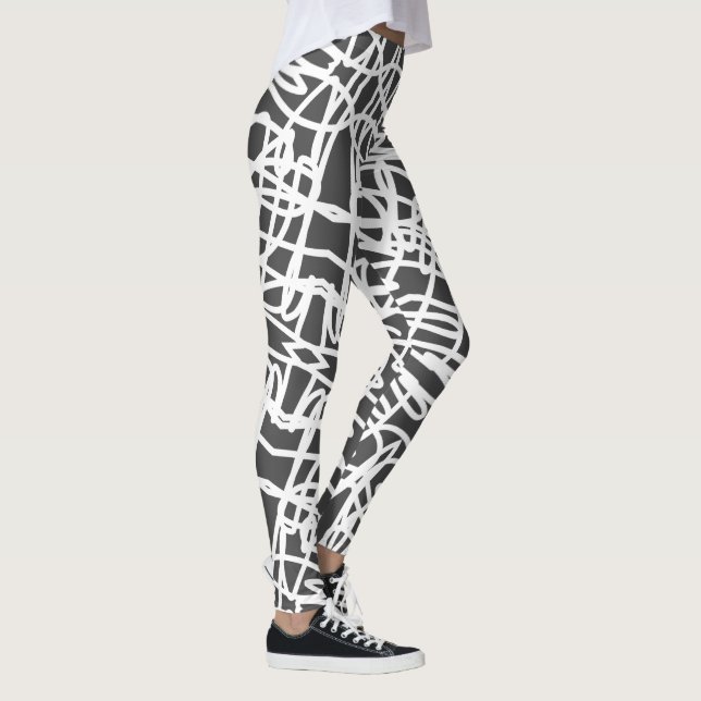 Legging Leggens de Cinzas brancas de Abstrato Funky (Direita)