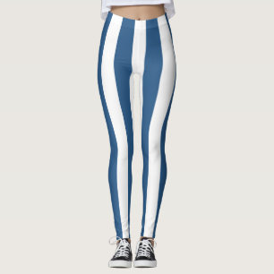 Legging Leggens de cor azul moderna e listras brancas