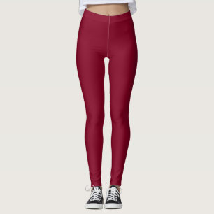 Legging Leggens de cor sólida borgonhetas