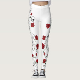 Legging Leggens de crânio e Rosas - Moda de Arte Crônica