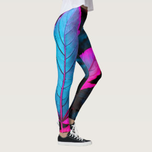 Legging Leggens de Design de Neon Azul Elétricas