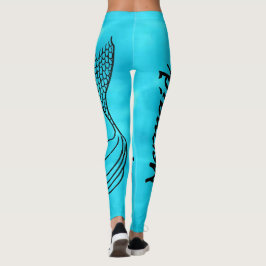 Legging Leggens de esquadra de Sereia azul-turquesa