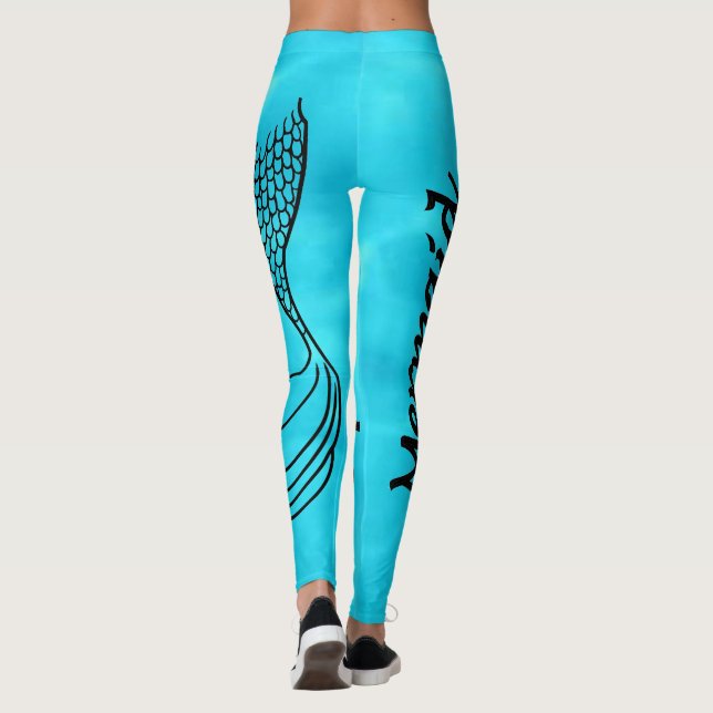 Legging Leggens de esquadra de Sereia azul-turquesa (Verso)