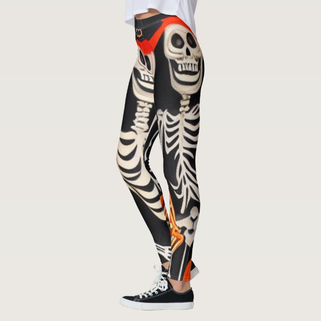 Legging Leggens de esqueleto de Halloween (Esquerda)