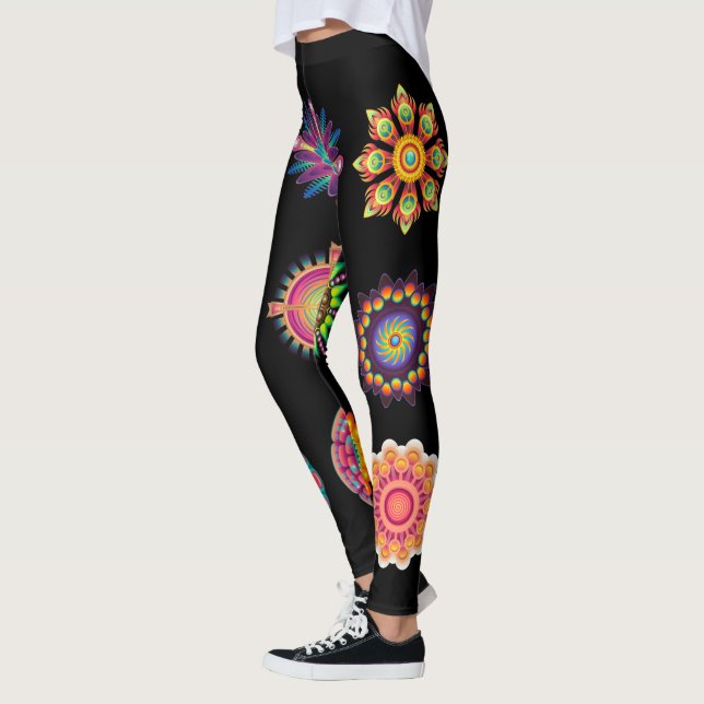 Legging Leggens de fundo de Mandala (Esquerda)