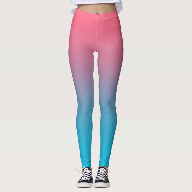 Legging Leggens de gradiente rosa e azul (Frente)