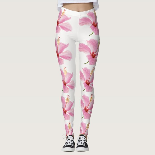 Legging Leggens de hibisco rosa (Frente)