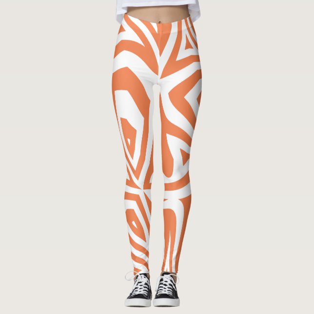 Legging Leggens de impressão Abstrato Zebra branco-laranja (Frente)