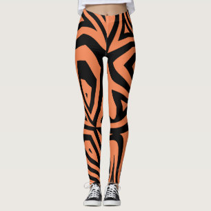Legging Leggens de impressão Abstrato Zebra preto-laranja