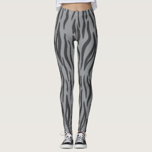 Legging Leggens de impressão da Cinza Heather Zebra