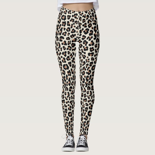 Legging Leggens de impressão do Leopardo Khaki Brown e Cal (Frente)