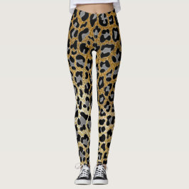 Legging Leggens de impressão Douradas do Leopard