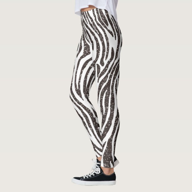 Legging Leggens de impressão em zebra branca e negra (Esquerda)