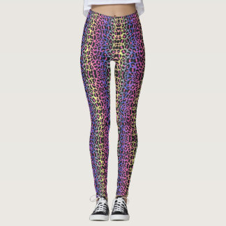 Legging Leggens de impressão neon Pop Leopard - Negrito e 