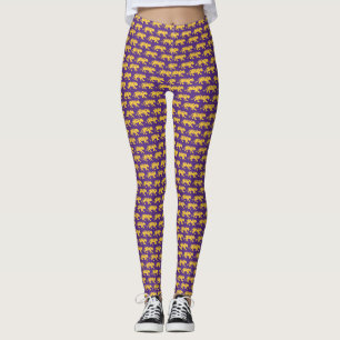 Legging Leggens de Impressão púrpura e Dourada Saída LSU