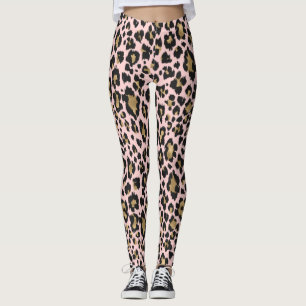 Legging Leggens de impressão rosa-leopardo