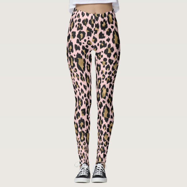Legging Leggens de impressão rosa-leopardo (Frente)