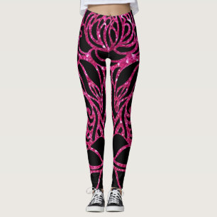 Legging Leggens de impressão rosa-quente com funk