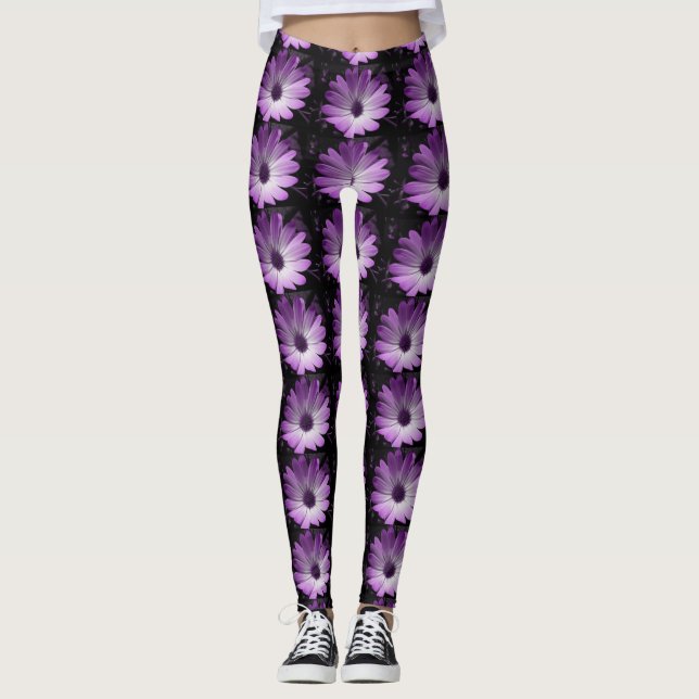 Legging Leggens de margarida púrpura (Frente)