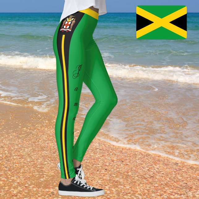 Legging Leggens de moda da Jamaica, bandeira jamaicana/reg (Criador carregado)