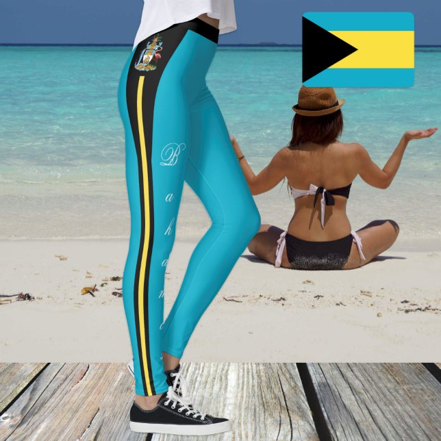 Legging Leggens de moda das Baamas, Bandeira e esportes (Criador carregado)