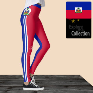 Legging Leggens de moda do Haiti, Bandeira do Haiti/esport