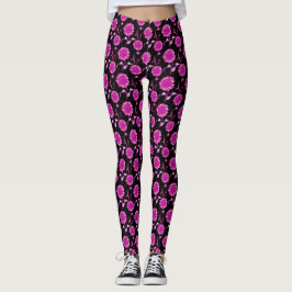 Legging Leggens de Moda-Impressão Floral Rosa