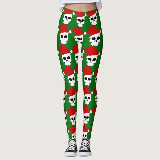 Legging Leggens de natal do crânio do gótico (Frente)