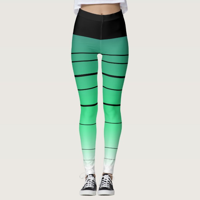 Legging Leggens De Ombro Preto E Verde (Frente)