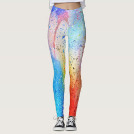 Legging leggens de padrão abstrato de aquarela