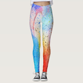 Legging leggens de padrão abstrato de aquarela
