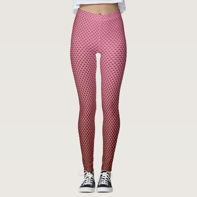 Legging Leggens de padrão de fibra de carbono rosa (Frente)