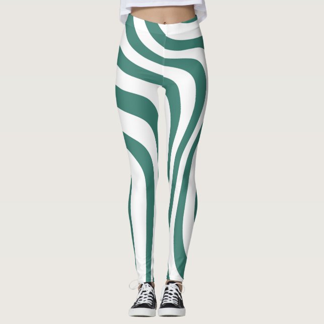 Legging Leggens de padrão verde e branco (Frente)
