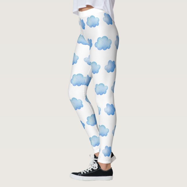 Legging Leggens de Padrões de Nuvem do Céu Azul-Céu-Branco (Esquerda)