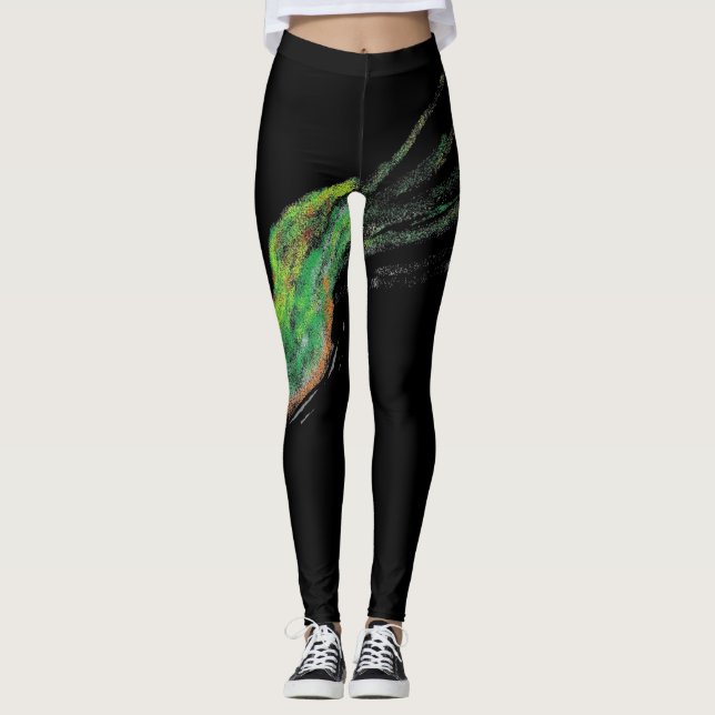 Legging leggens de pintura de aves verdes (Frente)