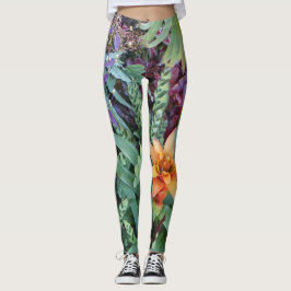 Legging Leggens de plantas tropicais
