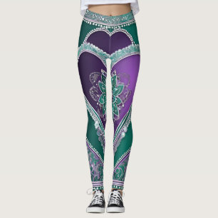 Legging Leggens de rendas verdes planas da Lingerie roxa d