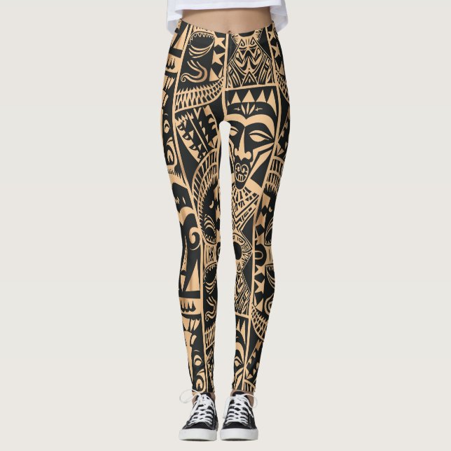 Legging Leggens de tatuagem polinésias (Frente)