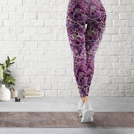 Legging Leggens de Vintage em Papel Marmoreado Roxo