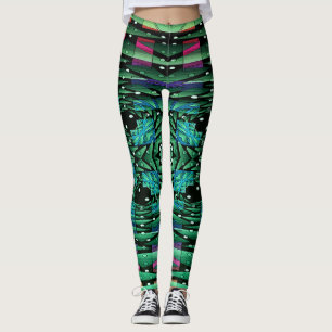 Legging Leggens do caleidoscópio Verde Futurístico