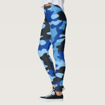 Leggens do Camo Azul Preto - Calças de Ioga Tática