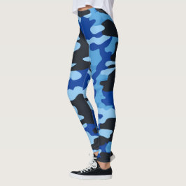 Legging Leggens do Camo Azul Preto - Calças de Ioga Tática