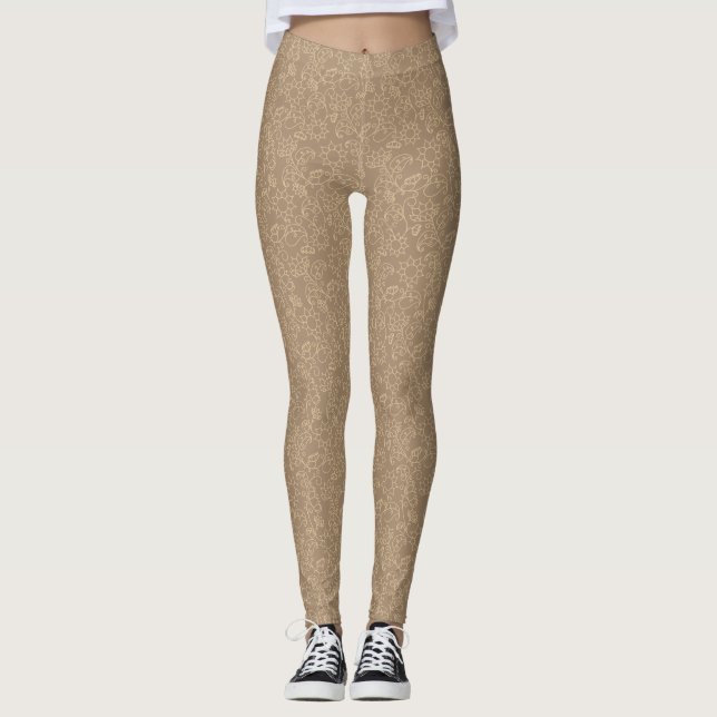 Legging Leggens Douradas do taupe do Abstrato (Frente)