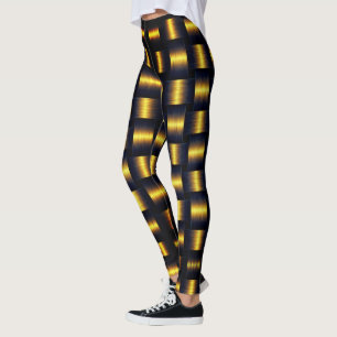 Legging Leggens Douradas pretas da trava do ouro
