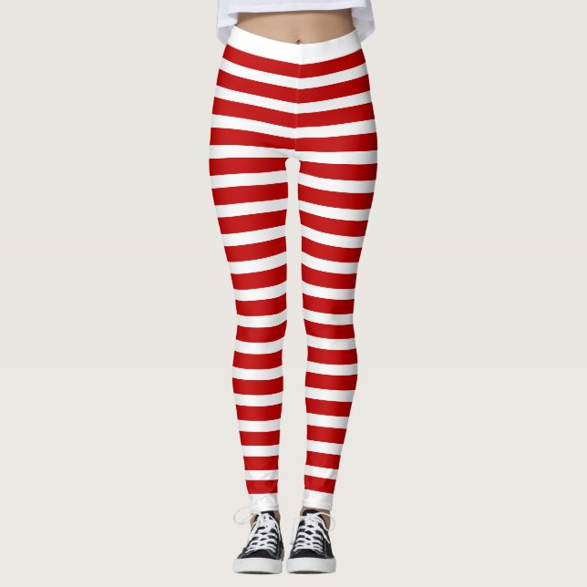 Legging Leggens Em Estampagem Vermelha E Branca (Frente)
