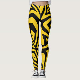 Legging Leggens femininas em faixas de zebra amarelas e pr