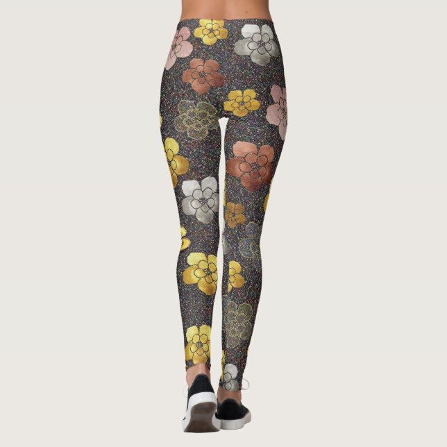 Legging Leggens Florais achatadas em tons escuros de joias (Verso)
