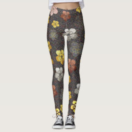 Legging Leggens Florais achatadas em tons escuros de joias