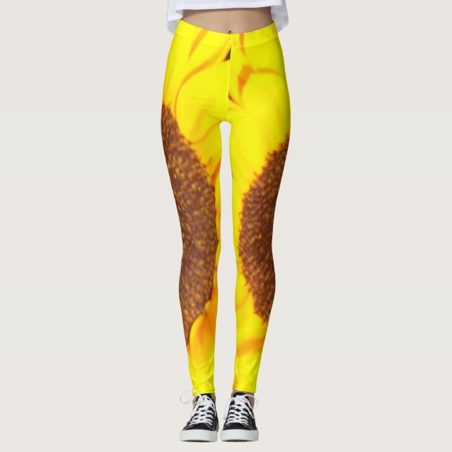 Legging Leggens Florais Castanho Amarelo-Sunflower (Frente)