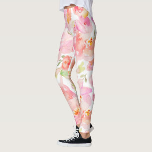 Legging Leggens Florais Rosa Modernas Sassy